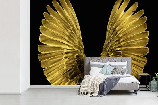 Papier peint - Papiers Papier peint photo Ailes dorées sur fond noir - Largeur 450 cm x Hauteur 300 cm