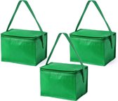 10x stuks kleine mini koeltasjes groen sixpack blikjes - Compacte koelboxen/koeltassen