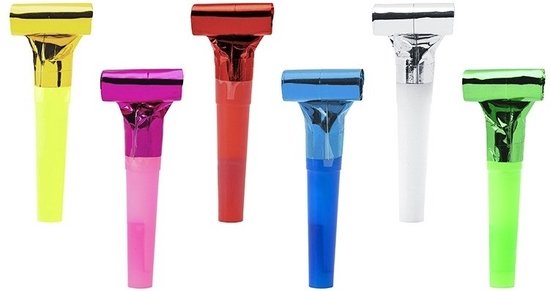 Roltongen/roltoeters - 24x - gekleurd - folie/kunststof - 22 cm - feesttoeters - Verjaardagsfeest/kinderpartijtje toeters