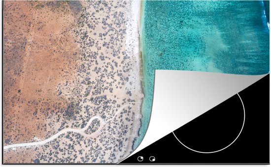 KitchenYeah® Inductie beschermer 81.2x52 cm - Blauw water en mooi strand bij de Kust van Ningaloo - Kookplaataccessoires - Afdekplaat voor kookplaat - Inductiebeschermer - Inductiemat - Inductieplaat mat