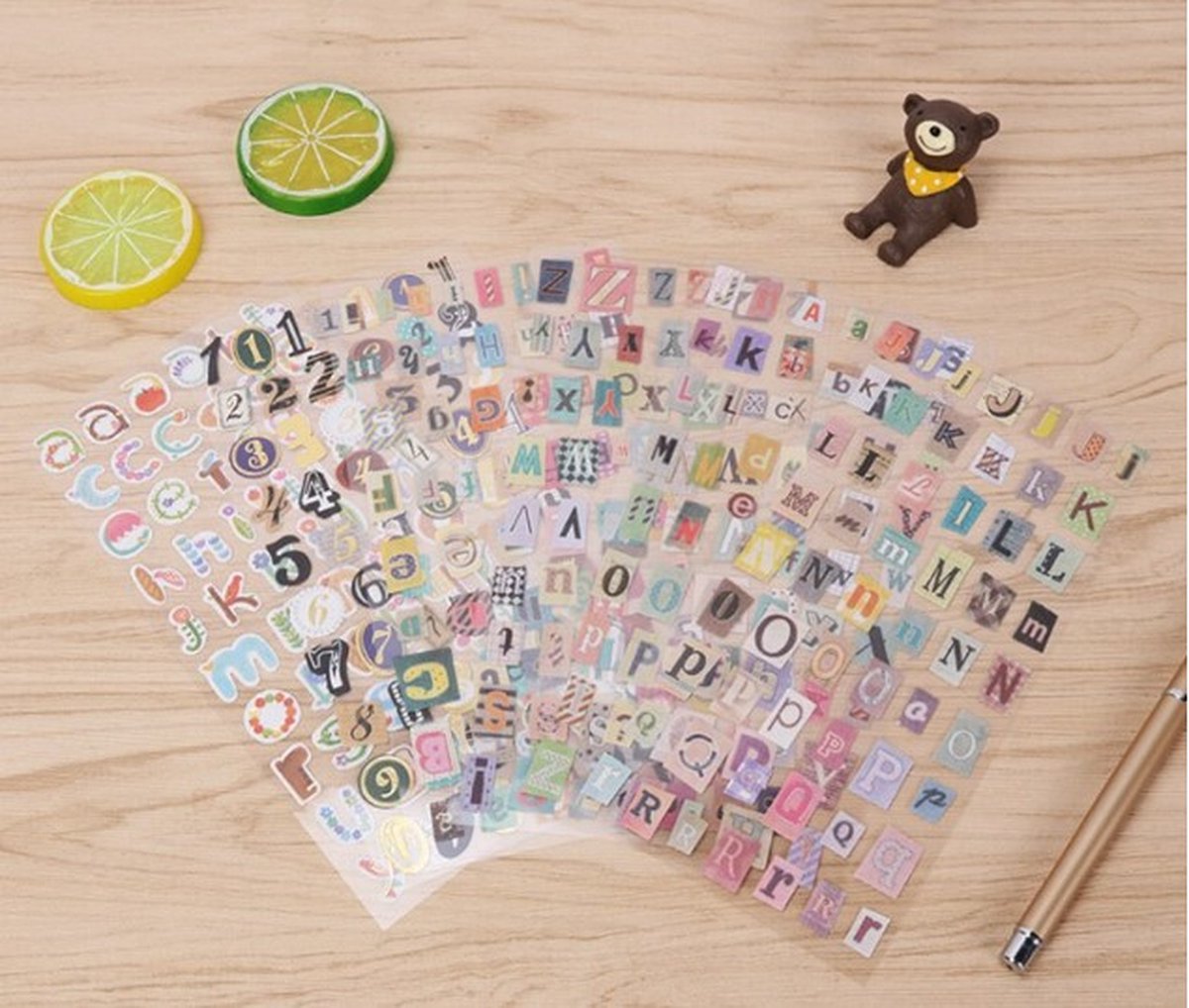 Washi Stickers Cijfers En Letters – 6 Vellen Met Stickers – J0018 – Thema Cijfers En Letters – Bullet Journal – Scrapbooking – Agenda Stickers – Decoratie Sticker