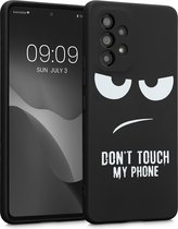 kwmobile telefoonhoesje geschikt voor Samsung Galaxy A53 5G - Hoesje voor smartphone in wit / zwart - Backcover van TPU - Don't Touch My Phone design