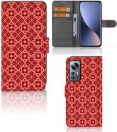 Smartphone Hoesje Xiaomi 12 | 12X Wallet Book Case Batik Red