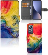 GSM Hoesje Xiaomi 12 | 12X Wallet Book Case Watercolor Dark