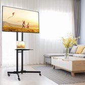 FURNIBELLA - Universele TV vloerstandaard TV staander voor 32-65 inch mobiele TV standaard TV trolley op wielen in hoogte verstelbaar draaibaar met beugel max. VESA 600x400 mm tot 50 kg