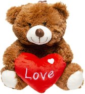 Pluche Love bruine beer knuffel 23 cm - valentijn cadeautje voor hem of haar