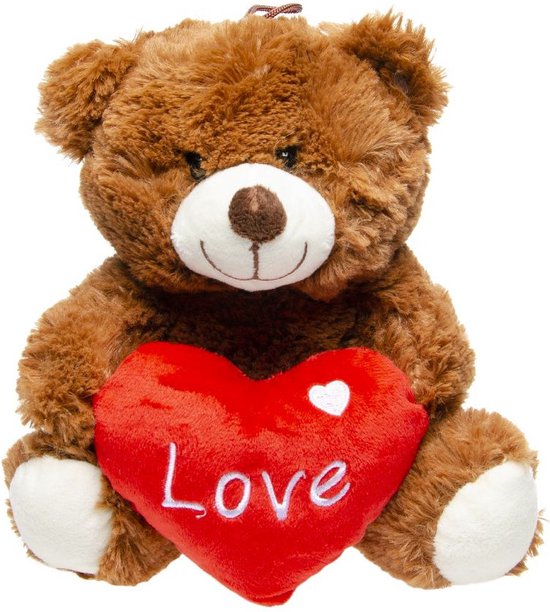 Pluche Love bruine beer knuffel 23 cm - valentijn cadeautje voor hem of haar - Merkloos