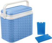 Koelbox blauw rotan 10 liter 30 x 19 x 28 cm incl. 2 koelelementen