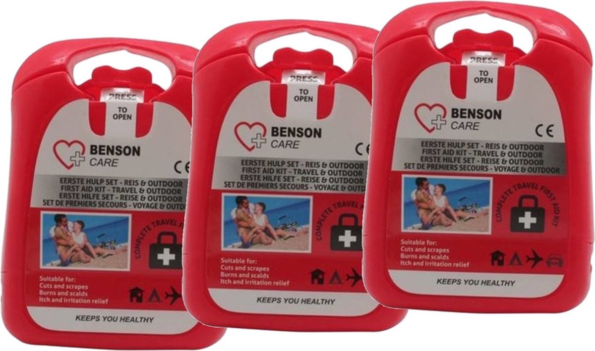 3x EHBO reiskit / compacte eerste hulp verbanddoos - outdoor / reis - verbanddoos / first aid kit