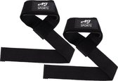 AJ-Sports Lifting Straps – Straps - Lifting grips – Wrist wraps - 2 stuks - Powerlifting – Fitness – Krachttraining - Padding & anti slip – Zwart