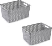 6x Boîtes de rangement / boîtes de rangement / paniers de rangement en plastique tissés en argent - 18 litres - paniers de rangement / boîtes / bacs - rangement