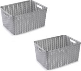 10x Zilveren geweven opbergboxen/opbergdozen/opbergmanden kunststof - 18 liter - opbergen manden/dozen/bakken - opbergers