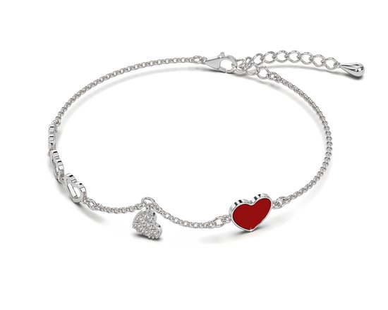 Malinsi Bracelet Femme 5 Hartjes - Argent - Bracelet 17+4cm - Cadeau Amour pour elle - Bijoux Bracelets - Cadeau Fête des Mères - Femme - Bracelets d'amitié