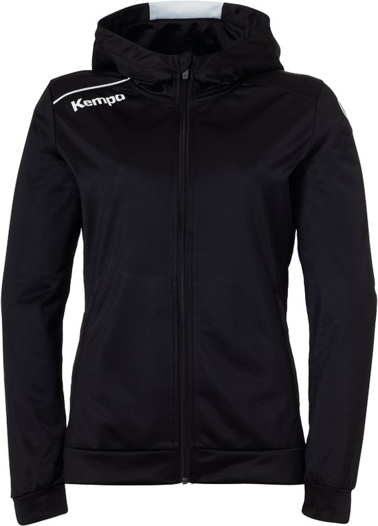 Kempa Player Hood Jacket Dames Zwart-Wit Maat XS