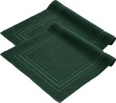 Komfortec Badmat Set - 2 stuks - 50x70 cm - 100% Katoen - Zachte en Absorberende Douchemat/Handdoek - Donkergroen