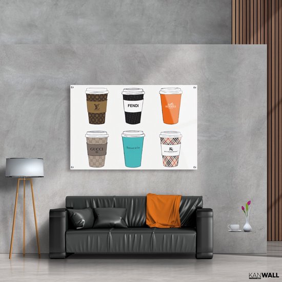 Tasses de Design de peinture sur toile de Luxe | 60 x 90 | Salle de séjour | Chambre à coucher | Bureau | Musique | Design | Art | Moderne | ** 4 CM D'ÉPAISSEUR ! EFFET 3D**