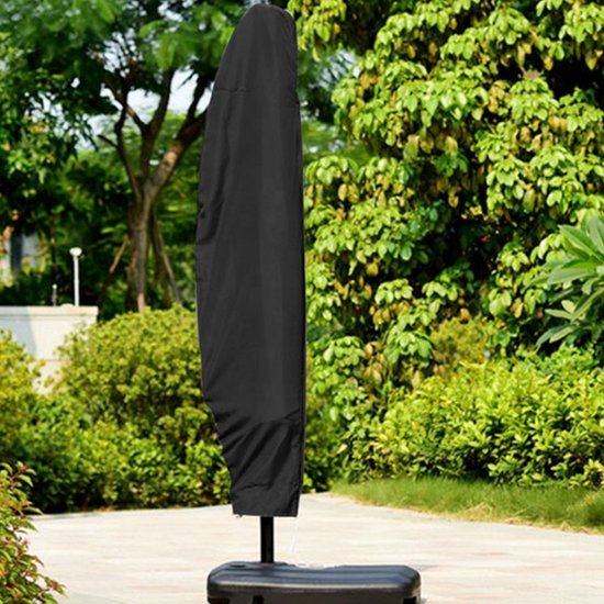 Parasolhoes Met Rits en Trekkoord – Inclusief Opberghoes – Zwart - 205 cm