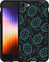 iPhone SE 2020 Hoesje Zwart Schildpadjes - Designed by Cazy