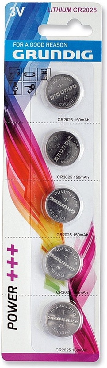 Grundig Knoopcelbatterijen Cr2025 150 Mah 5 Stuks