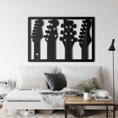 Wanddecoratie |  Gitaren / Guitars | Metal - Wall Art | Muurdecoratie | Woonkamer |Zwart| 76x51cm