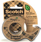 Plakband Magic Tape A greener choice ft 19 mm x 15 m, op dispenser van 100 % gerecycleerd plastic