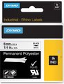 DYMO Rhino industriële labels | Permanent Polyester | 6 mm x 3,5 m | zwarte afdruk op wit | zelfklevende labels voor Rhino & LabelManager labelprinters