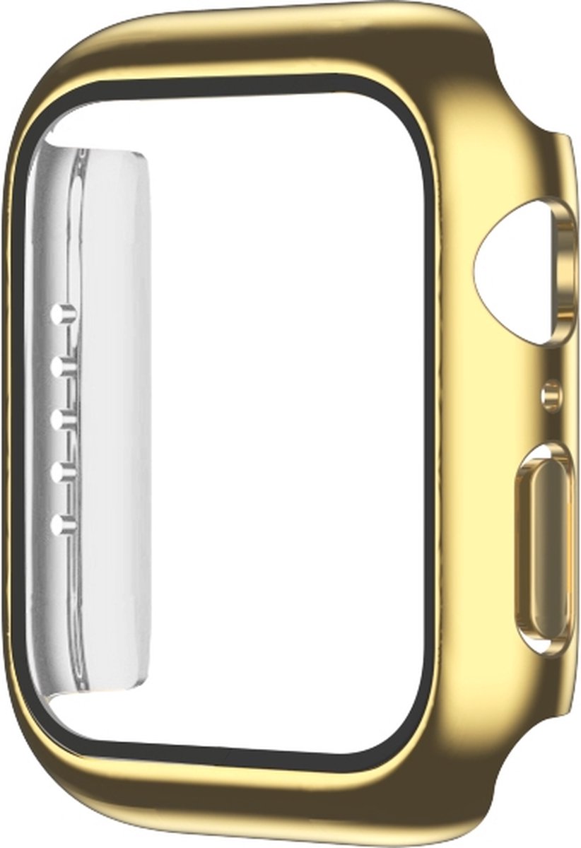 Screenprotector watch case - hoesje - geschikt voor Apple Watch Series 7 en 8 - 45 mm - goud