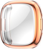 Screenprotector watch case - hoesje - geschikt voor Fitbit Versa 4 - rosegoud