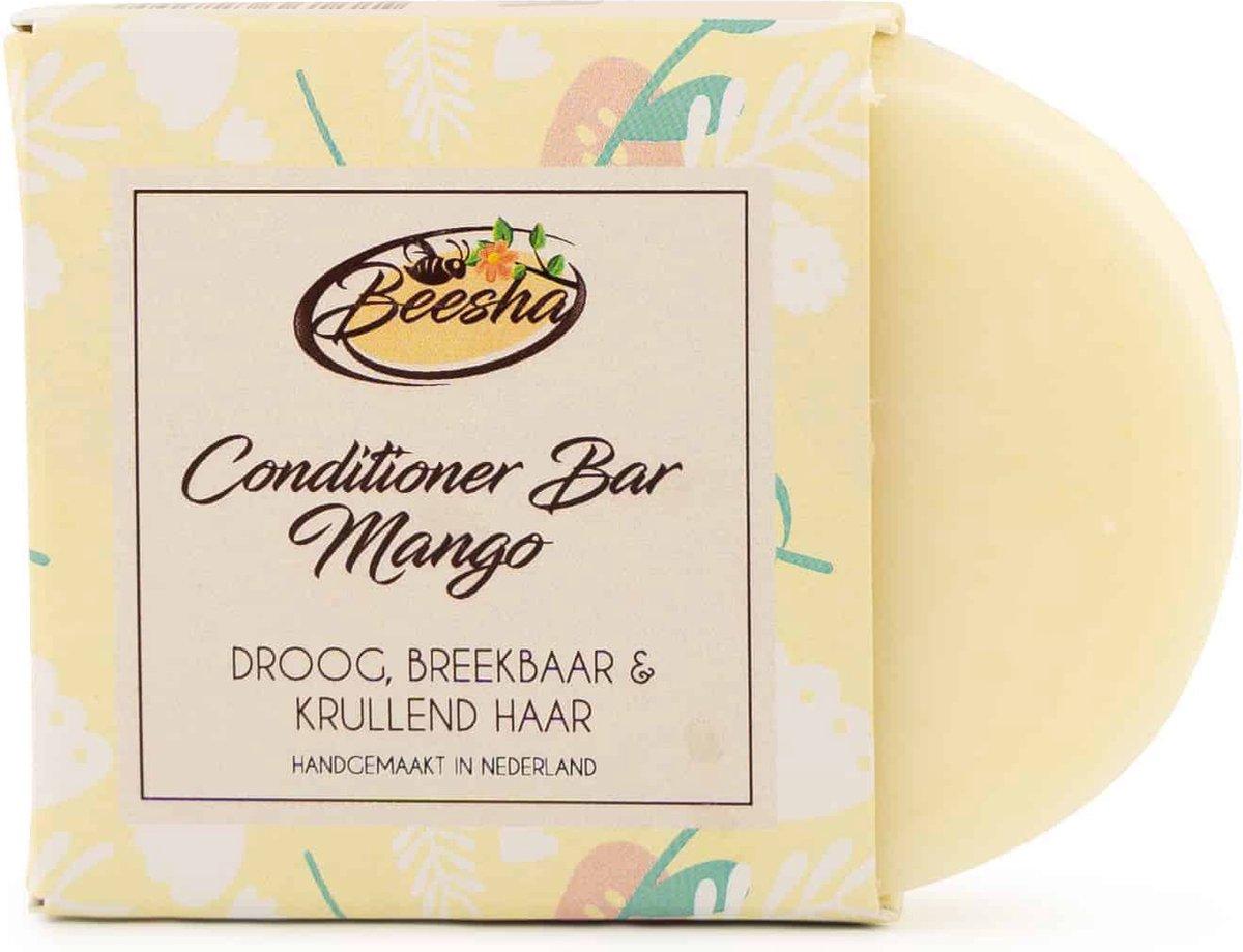 Beesha Conditioner Bar Mango | 100% Plasticvrije en Natuurlijke Verzorging | Vegan, Sulfaatvrij en Parabeenvrij | CG Proof