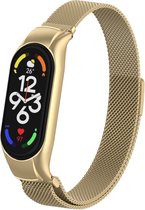 Milanees Smartwatch bandje - Geschikt voor Xiaomi Mi Band 7 Milanese band - retro goud - Strap-it Horlogeband / Polsband / Armband