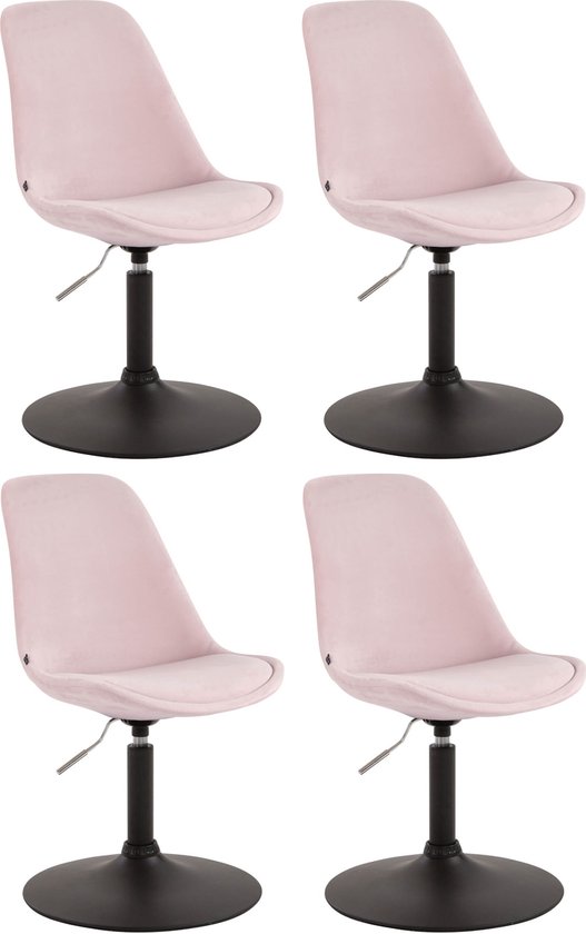 CLP Maverick Set van 4 Eetkamerstoelen - Fluweel roze zwart