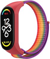 Nylon Smartwatch bandje - Geschikt voor Xiaomi Mi Band 7 nylon bandje - regenboog - Strap-it Horlogeband / Polsband / Armband