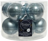 20x stuks kerstballen lichtblauw van glas 6 cm - mat/glans - Kerstboomversiering