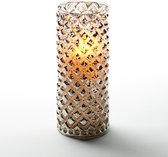 1x stuks luxe led kaarsen in zilver glas D7,5 x H17,5 cm - met timer - Woondecoratie - Elektrische kaarsen