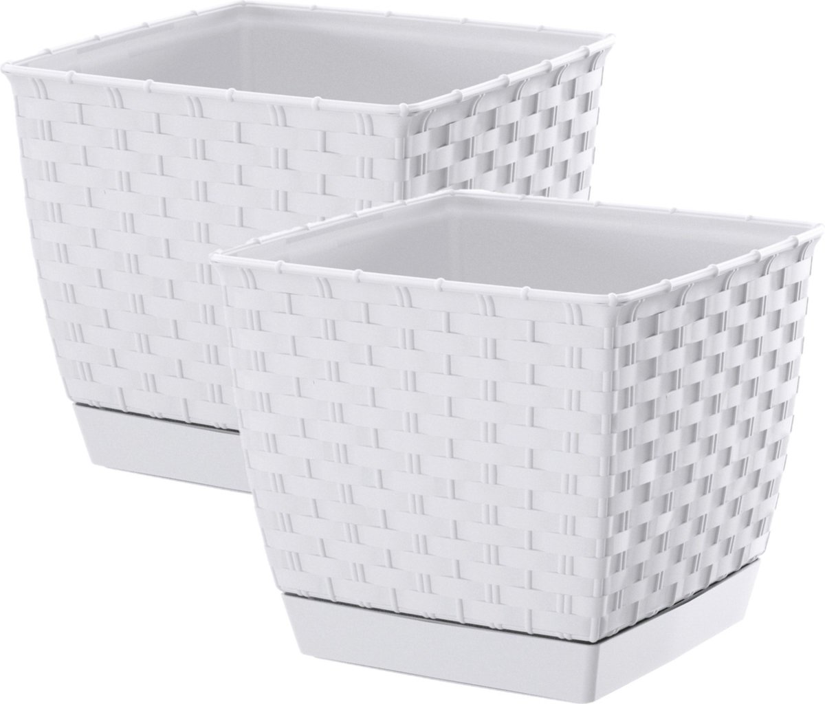 Prosperplast Plantenpot - 4x - rotan kunststof - 22 x 19 cm cm - wit -
