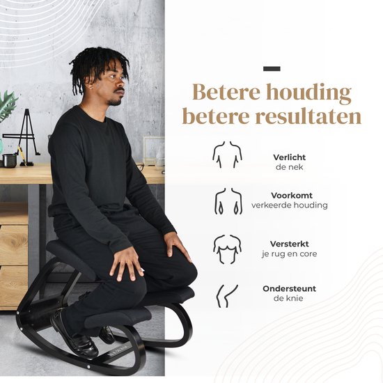 BY JRM® Ergonomische Bureaustoel Zwart- Kniestoel Met Extra Dikke en  comfortabele Kniekussens - wonenmetlef.nl