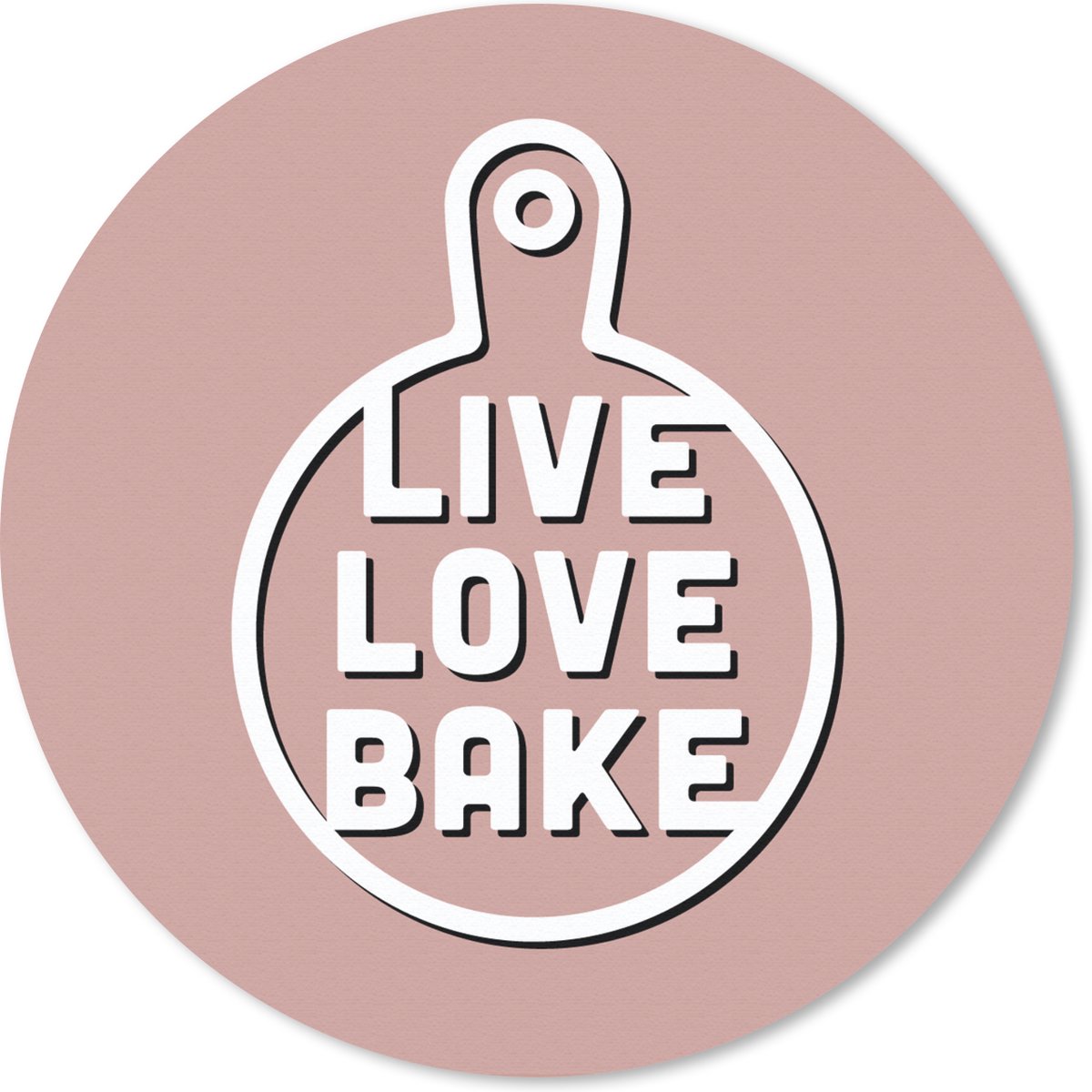 Muismat rond 50x50 cm - Mousepad Live love bake - Pan - Quotes - Spreuken - Ronde muismatten