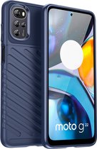Mobigear Hoesje geschikt voor Motorola Moto E32 Telefoonhoesje Flexibel TPU | Mobigear Groove Backcover | Moto E32 Case | Back Cover - Blauw