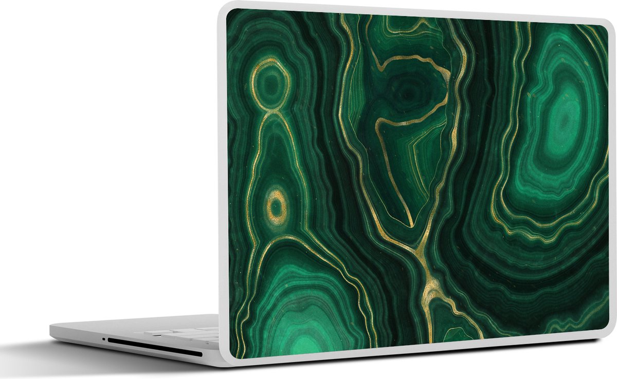 Laptop sticker - 12.3 inch - Gold - Groen - Agaat steen - Geode - Marmer print - 30x22cm - Laptopstickers - Laptop skin - Cover