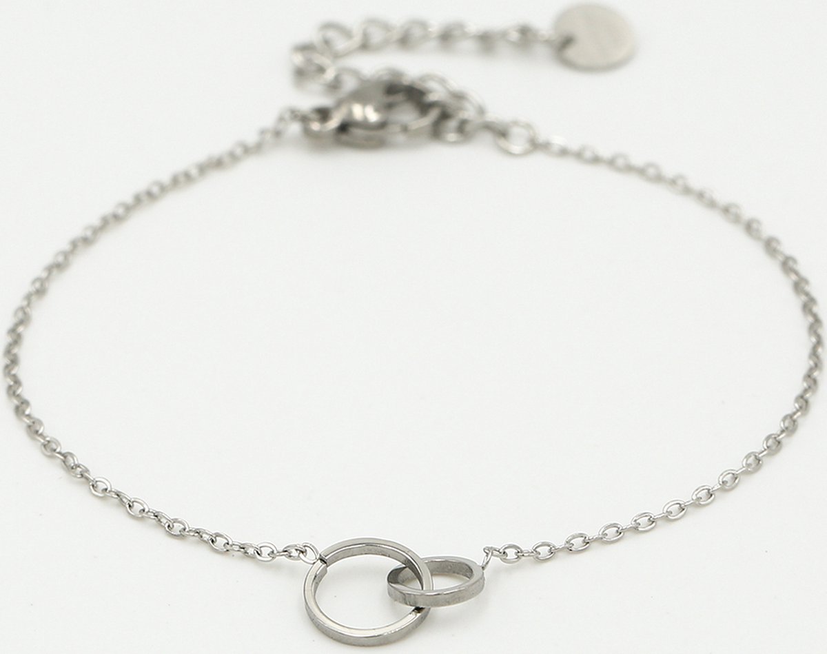 Glow Adora - Armbanden - Connected cirkels love - Zilver