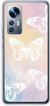 Case Company® - Hoesje geschikt voor Xiaomi 12 / 12X hoesje - White butterfly - Soft Cover Telefoonhoesje - Bescherming aan alle Kanten en Schermrand