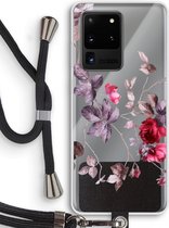 Case Company® - Hoesje met koord geschikt voor Samsung Galaxy S20 Ultra hoesje met Koord - Mooie bloemen - Telefoonhoesje met Zwart Koord - Bescherming aan alle Kanten en Over de Schermrand