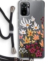 Case Company® - Hoesje met koord geschikt voor Xiaomi Redmi Note 10 Pro hoesje met Koord - Painted wildflowers - Telefoonhoesje met Zwart Koord - Bescherming aan alle Kanten en Over de Schermrand