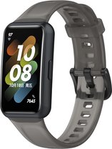 Siliconen Smartwatch bandje - Geschikt voor Huawei Band 7 siliconen bandje - transparant-zwart - Strap-it Horlogeband / Polsband / Armband - Huawei band 7