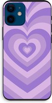 Case Company® - Hoesje geschikt voor iPhone 12 mini hoesje - Hart Paars - Biologisch Afbreekbaar Telefoonhoesje - Bescherming alle Kanten en Schermrand