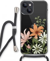 Case Company® - Hoesje met koord geschikt voor iPhone 13 mini hoesje met Koord - Floral bouquet - Telefoonhoesje met Zwart Koord - Extra Bescherming aan alle Kanten en Over de Schermrand