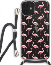 Case Company® - Hoesje met koord geschikt voor iPhone 12 hoesje met Koord - Flamingo - Telefoonhoesje met Zwart Koord - Extra Bescherming aan alle Kanten en Over de Schermrand