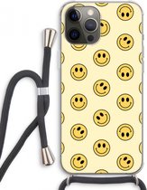 Case Company® - Hoesje met koord geschikt voor iPhone 12 Pro Max hoesje met Koord - Smiley N°2 - Telefoonhoesje met Zwart Koord - Extra Bescherming aan alle Kanten en Over de Schermrand