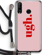Case Company® - Hoesje met koord geschikt voor Huawei P30 Lite hoesje met Koord - Ugh - Telefoonhoesje met Zwart Koord - Bescherming aan alle Kanten en Over de Schermrand