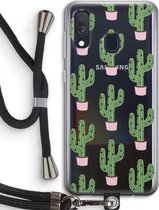 Case Company® - Hoesje met koord geschikt voor Samsung Galaxy A40 hoesje met Koord - Cactus Lover - Telefoonhoesje met Zwart Koord - Bescherming aan alle Kanten en Over de Schermrand